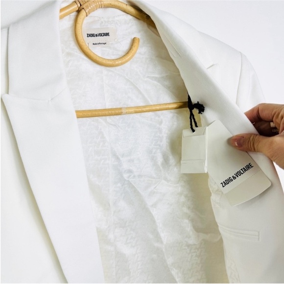 Zadig & Voltaire off-white "Art is Truth" rhinestone embellished blazer NEW - Picture 8 of 14